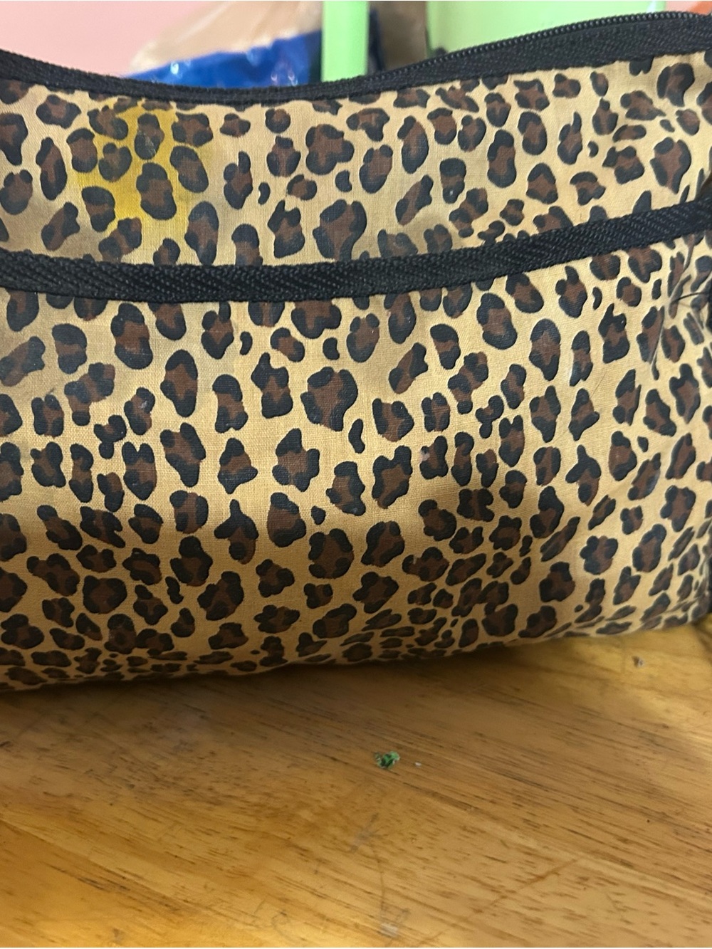 Leopard Print Cosmetic Pouch in Brown and Black